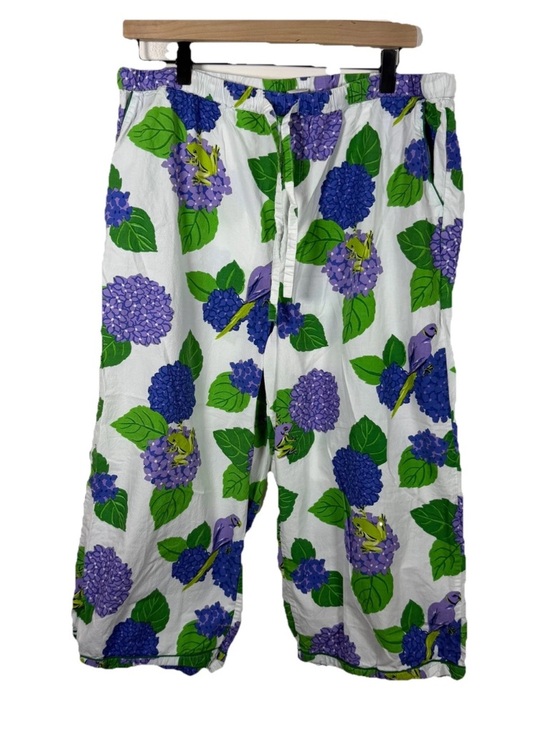 Printfresh Other - Print Fresh Pajama Pants Wide Leg Crop Hydrangea Hideout Size XL Cotton Frogs